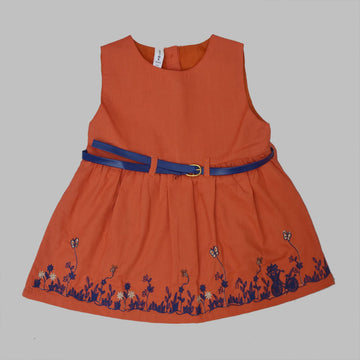 GIRLS Cotton Rust Frock