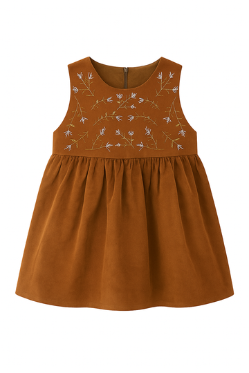 Girls Sleeveless Corduroy Frock
