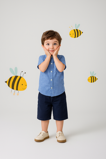 BOYS BLUE CHK SHIRT