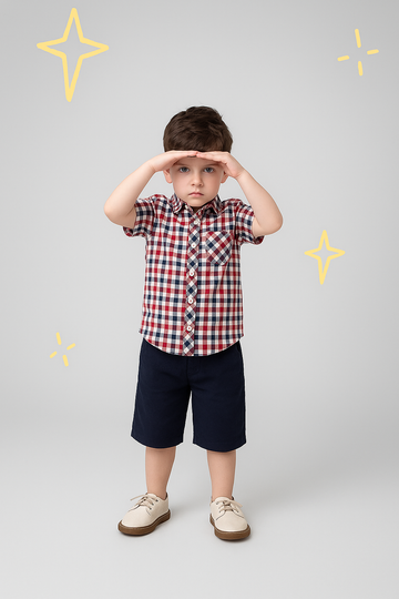 BOYS CASUAL Red Chk SHIRT