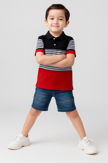 BOYS Blk & Wht POLO T shirt