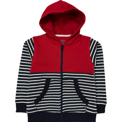 Boys Fleece Zipper-Red&Blue White Lining