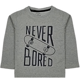 BOYS F Sleeves Never Bored Gry T shirt
