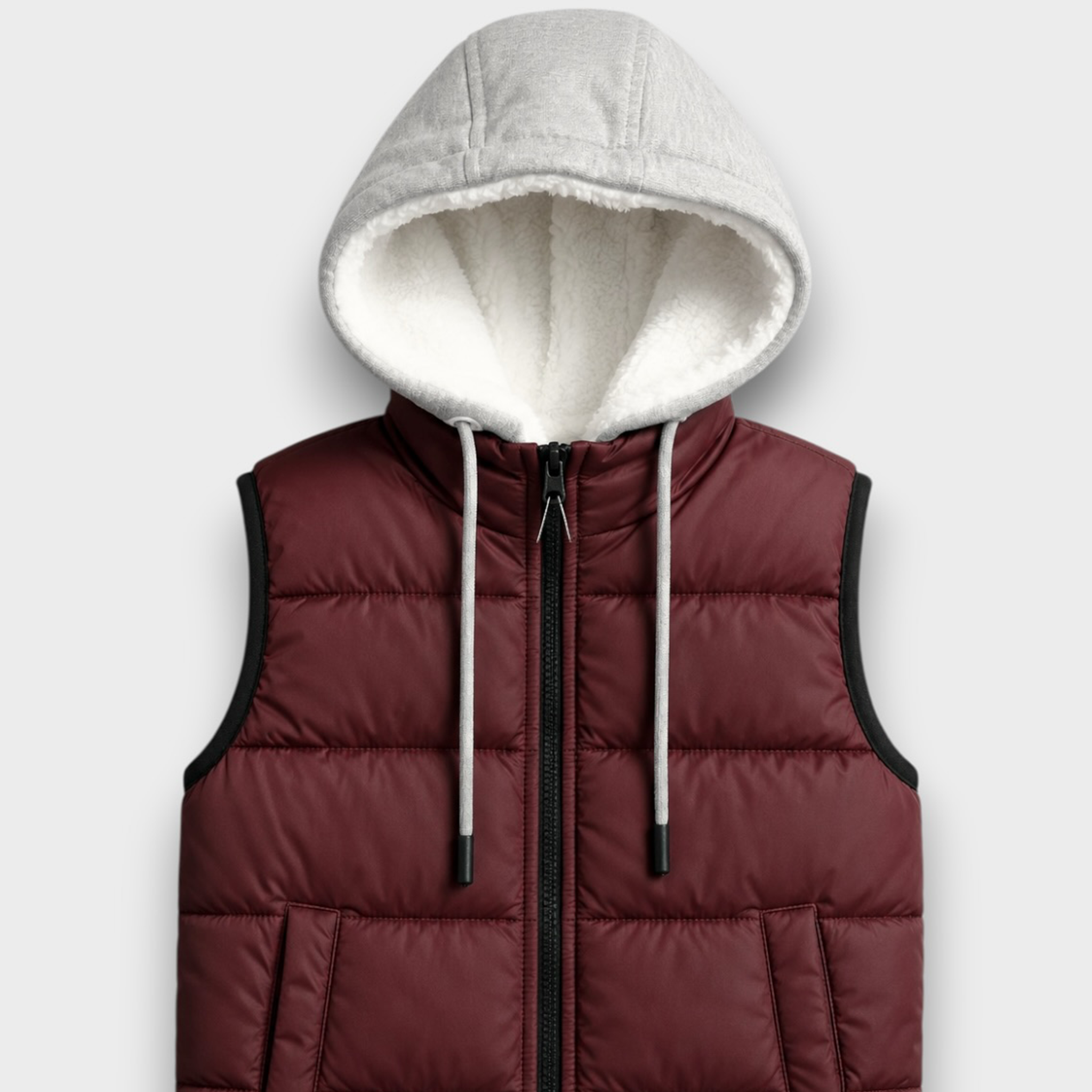 Mehroon Sleeveless Puffer Jacket (25WBSJ003)