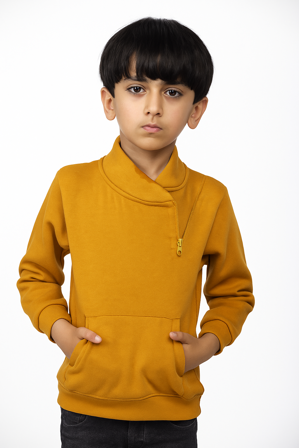 Boys Hood Mock Neck