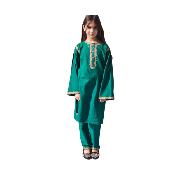 Girls shalwar kameez -Green color