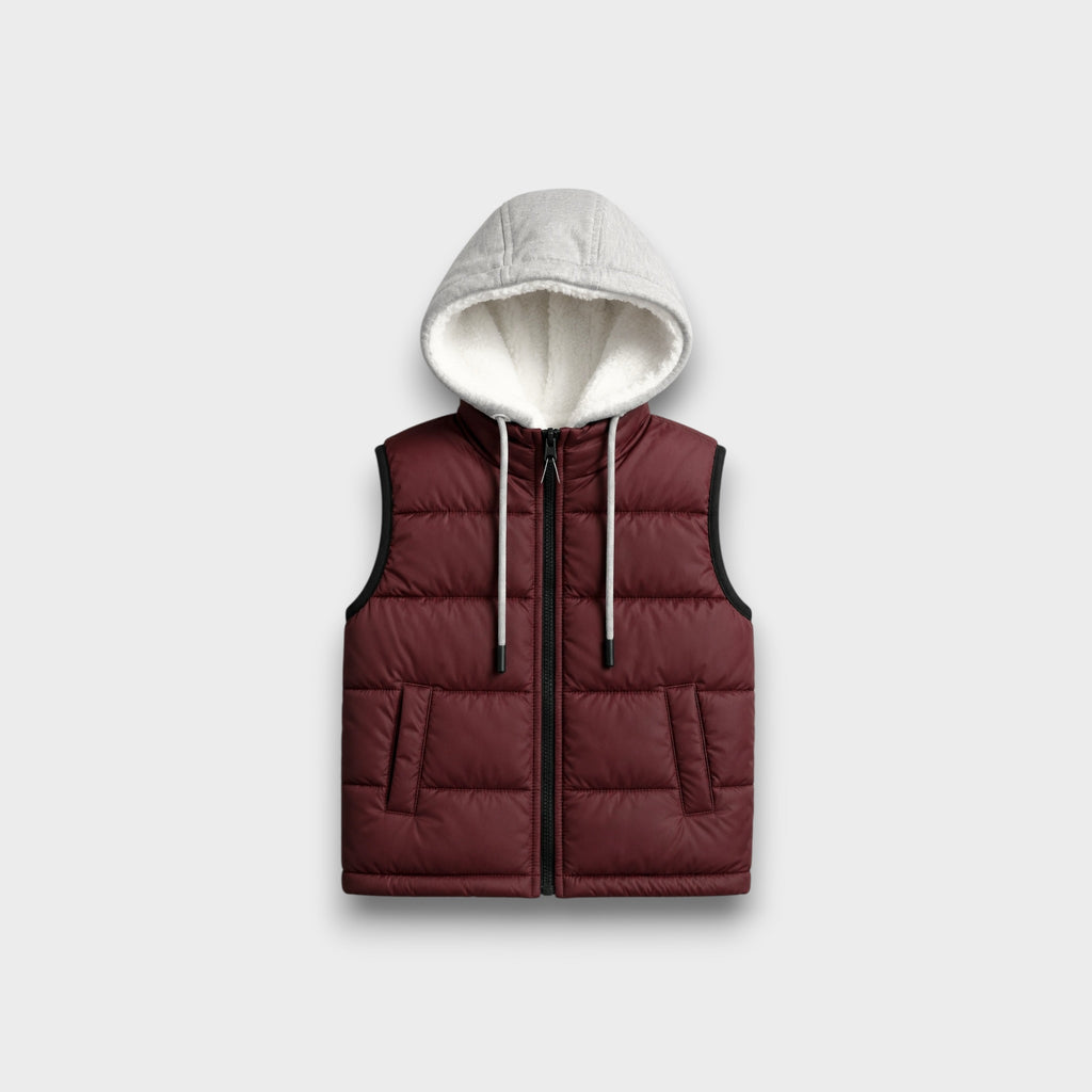 Mehroon Sleeveless Puffer Jacket (25WBSJ003)