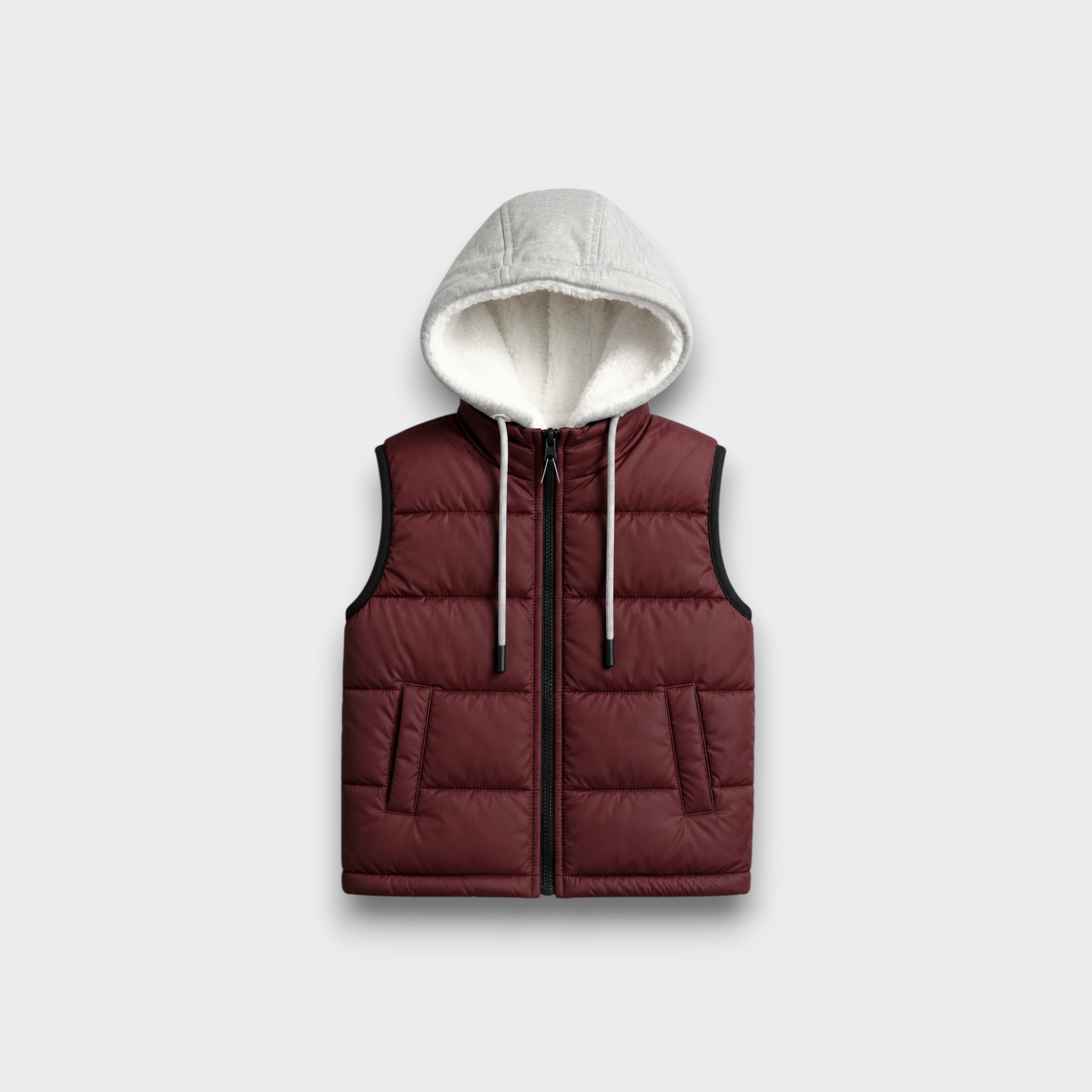 Mehroon Sleeveless Puffer Jacket (25WBSJ003)