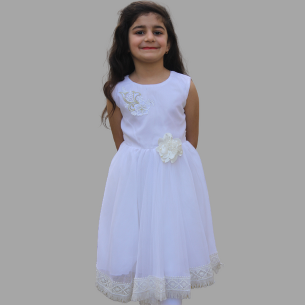 GIRLS WHITE PARTY FROCK